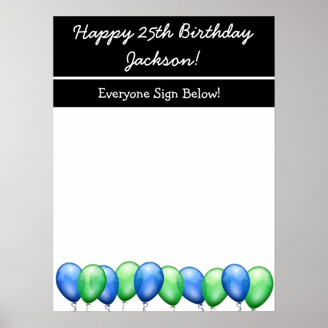 Personalized Happy Birthday Autographs Poster (Front)