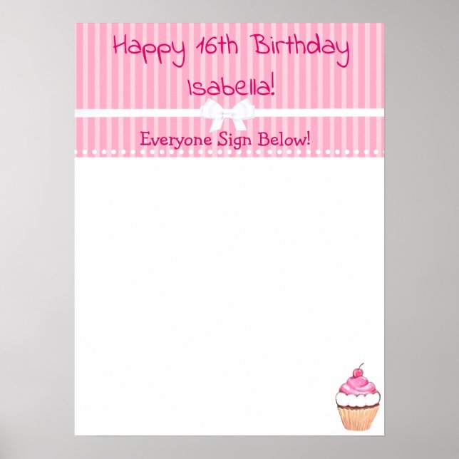 Personalized Happy Birthday Autographs Poster (Front)