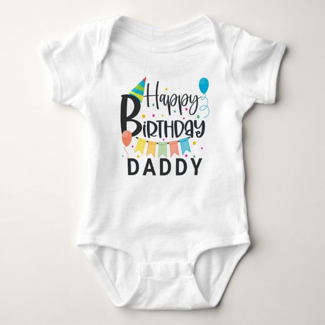 Personalized Happy Birthday Baby Bodysuit (Front)