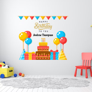 Personalized Happy Birthday Balloon Banner Wall Decal