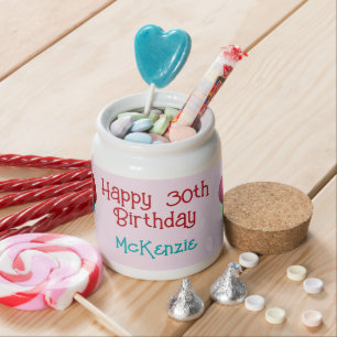 Personalized Happy Birthday Balloons 30th Birthday Candy Jar