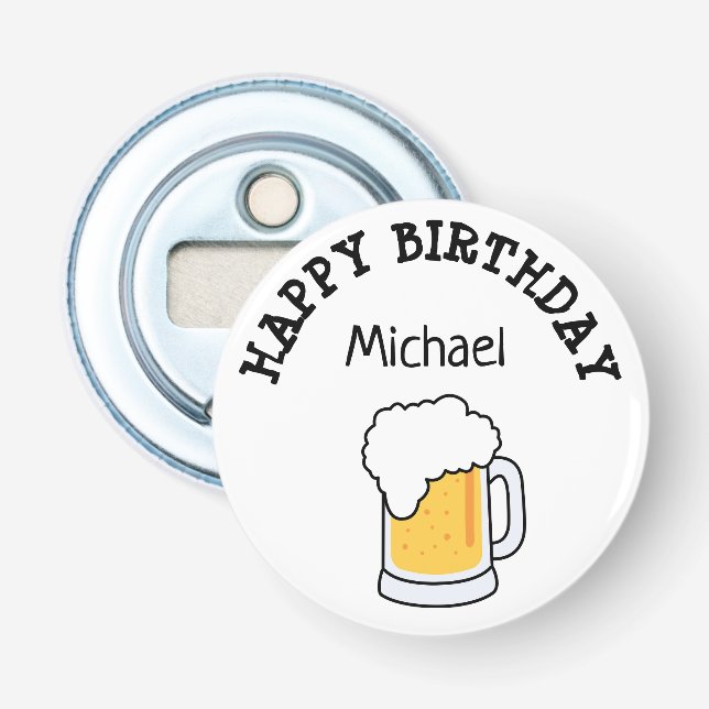 Personalized Happy Birthday  Beer Bottle Opener (Front)