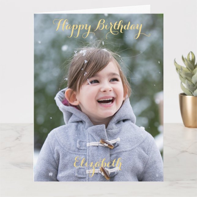 Personalized Happy Birthday Big Large Photo Custom Card (Small Plant)