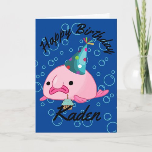 Personalized Happy Birthday Blobfish   Card