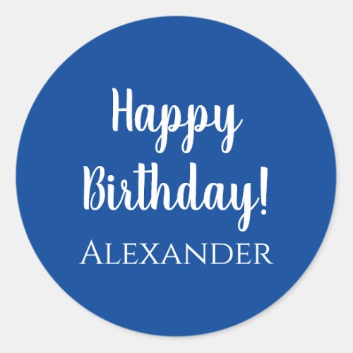Personalized Happy Birthday Blue Gift Label