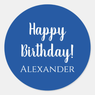 Personalized Happy Birthday Blue Gift Label