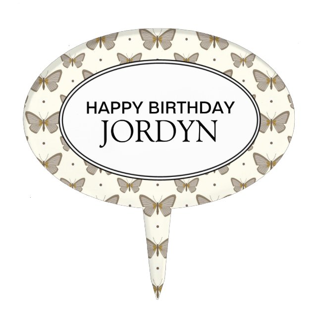 Personalized Happy Birthday Butterfly Cake Topper (Front)