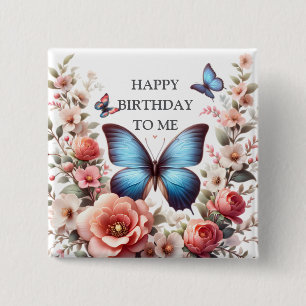 Personalized Happy Birthday Butterfly Floral-96280 Button