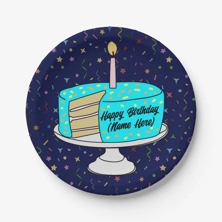 Personalized Happy Birthday Cake Paper Plates Zazzle