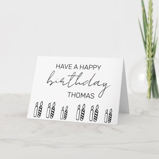 Personalized Happy Birthday Candles Minimalistic  Card (Front)