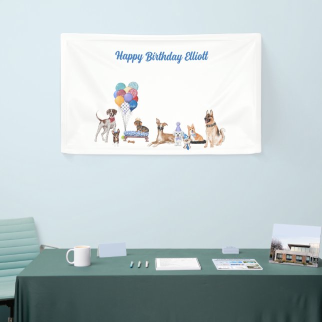 Personalized Happy Birthday Canine Dog Breeds Banner (Tradeshow)
