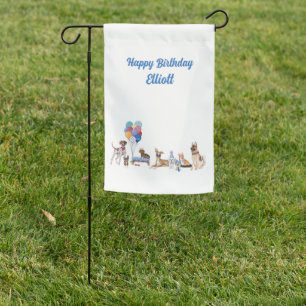 Personalized Happy Birthday Canine Dog Breeds Garden Flag
