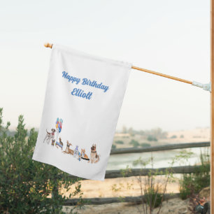 Personalized Happy Birthday Canine Dog Breeds House Flag
