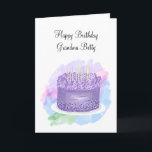 Personalized Happy Birthday Card for Her<br><div class="desc">This card says Happy Birthday Grandma,  but you can change the text to say whoever you want. Pretty purple and pink watercolor cake birthday card.</div>