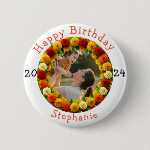 Personalized Happy Birthday Celebration photo Age Button