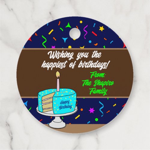 Personalized Happy Birthday Circle Gift Tag