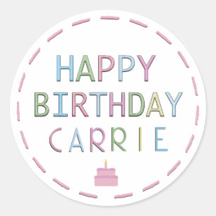 Personalized Happy Birthday Colorful Letters Cake Classic Round Sticker