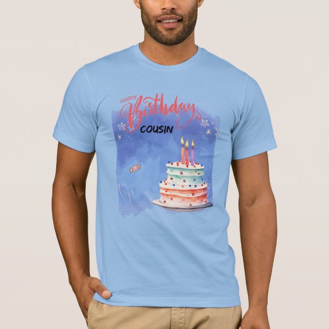 Personalized Happy Birthday Cousin T-Shirt (Front)