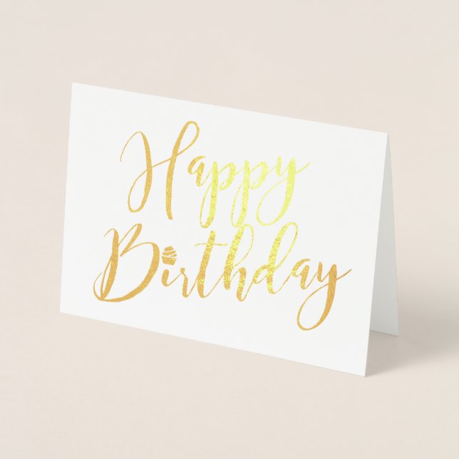 Personalized Happy Birthday Cupcake Foil Card (Front)