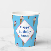 Personalized Happy Birthday Cups - Van Ice Cream