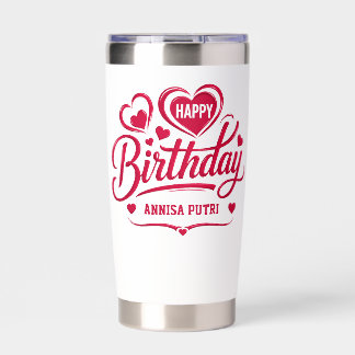 Personalized Happy Birthday Custom Name Design Insulated Tumbler