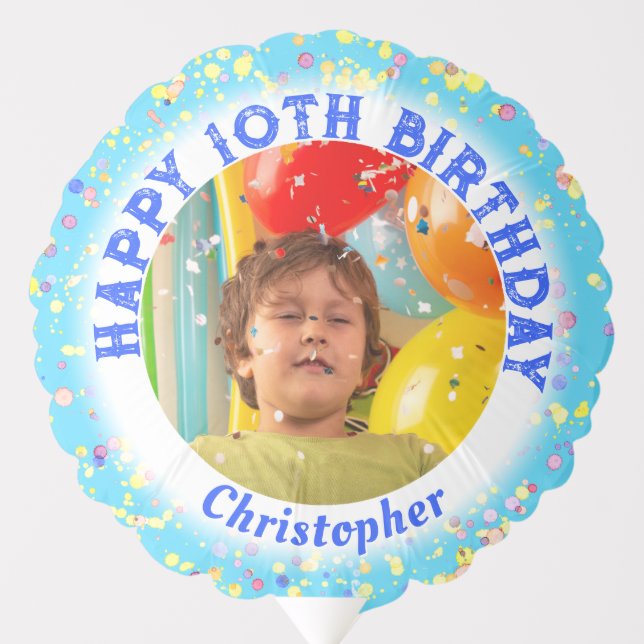 Personalized Happy Birthday Custom Photo and Name Balloon (Front)