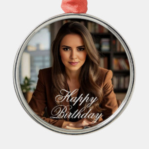 Personalized Happy Birthday Custom Photo Metal Ornament