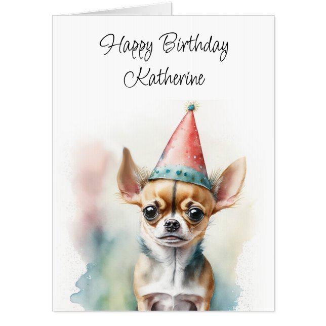 Personalized Happy Birthday | Cute Chihuahua Card (Front)