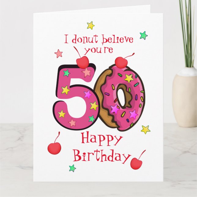 Personalized Happy Birthday Donut Decades Card (Front)