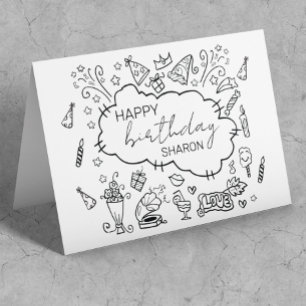 Personalized Happy Birthday Doodle Art Card
