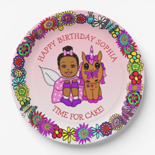 Personalized Happy Birthday Fairy and Unicorn   Paper Plates