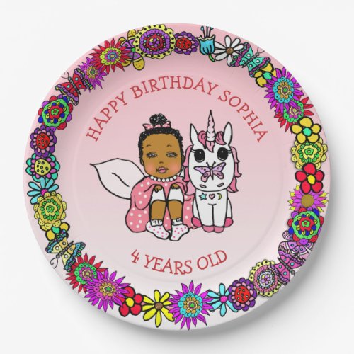 Personalized Happy Birthday Fairy and Unicorn Paper Plates
