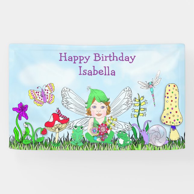 Personalized Happy Birthday Fairy Tale Themed Banner (Horizontal)