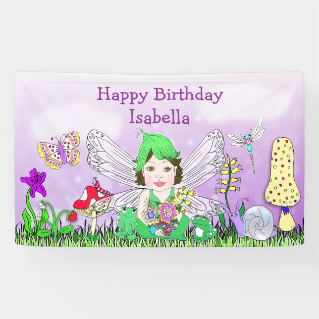 Personalized Happy Birthday Fairy Tale Themed Banner (Horizontal)