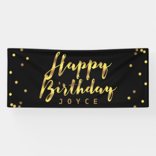 Personalized Happy Birthday Faux Gold Confetti Banner