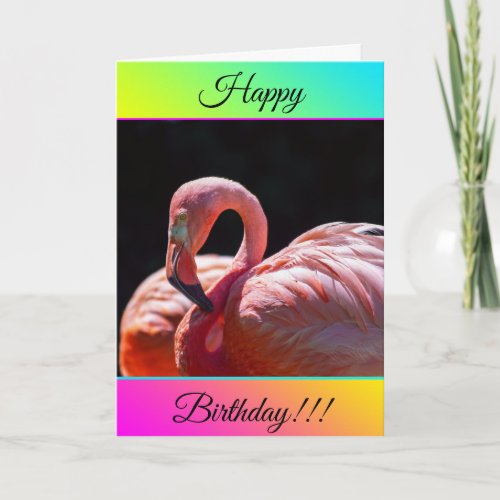 Personalized Happy Birthday Flamingo Card