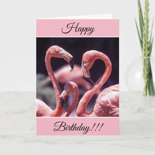 Personalized Happy Birthday Flamingos Card