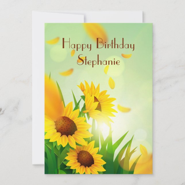 Personalized Happy Birthday for her Sunflowers Car Card (Front)
