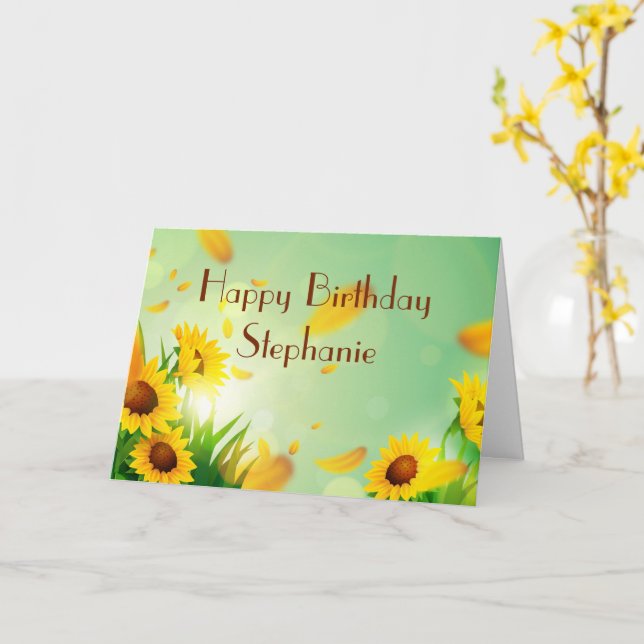Personalized Happy Birthday for her Sunflowers Card (Yellow Flower)