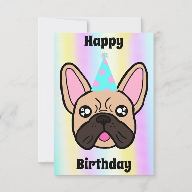 Personalized Happy Birthday French Bulldog Card (Front)