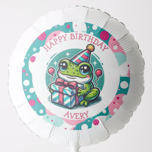Personalized Happy Birthday Frog Themed Balloon