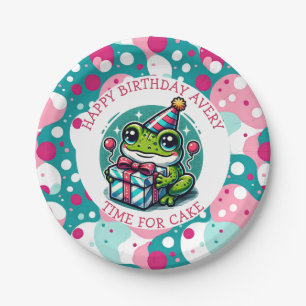 Personalized Happy Birthday   Frog Themed   Paper Plates
