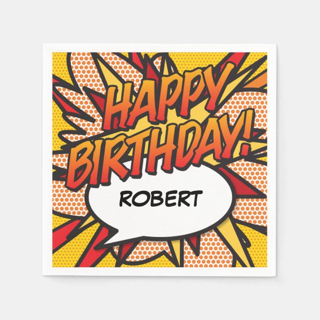 Personalized HAPPY BIRTHDAY Fun Speech Bubble Napkins (Front)