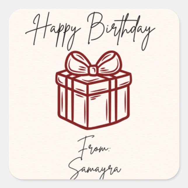 Personalized Happy Birthday Gift Sticker (Front)