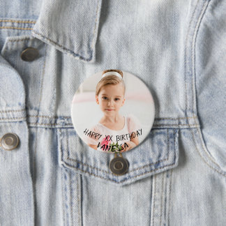 Personalized Happy Birthday Girl Button