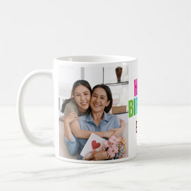 Personalized Happy Birthday Grandma Photo Name  Coffee Mug (Left)