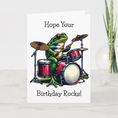 Personalized Happy Birthday Guitar Playing Drums Card