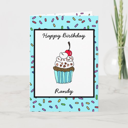 Personalized Happy Birthday Hand drawn Whimsical  Card