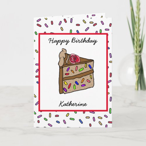 Personalized Happy Birthday Hand drawn Whimsical Card
