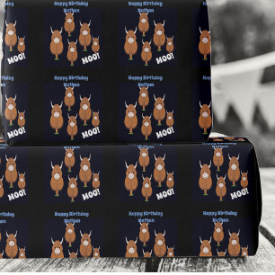 Personalized Happy Birthday Highland Cow Wrapping Paper